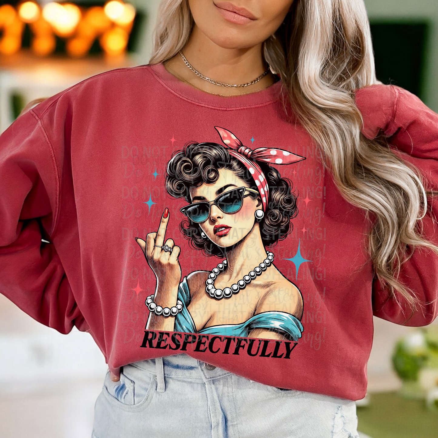 Pin up girl respectfully DTF Transfer Film E084