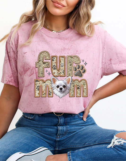 Chihuahua Dog Mom Faux Fabric - Faux Embroidered DTF Transfer Film