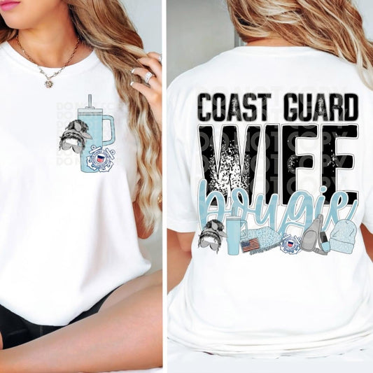 Matching DTF Series - Pocket & Back - Coast Guard Wife Bougie