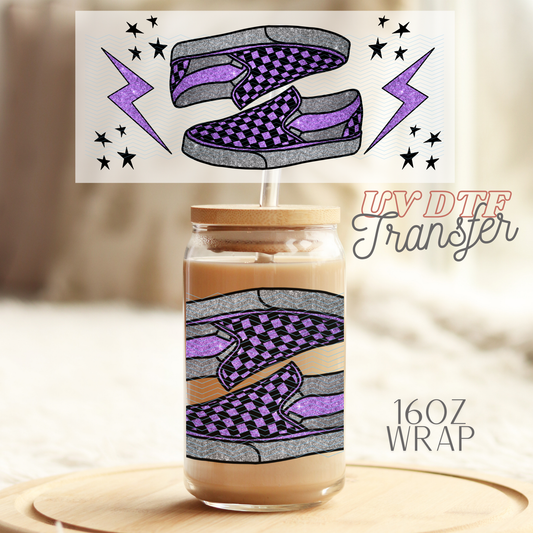 Purple checkered shoes - 16oz UV DTF Transfer Film