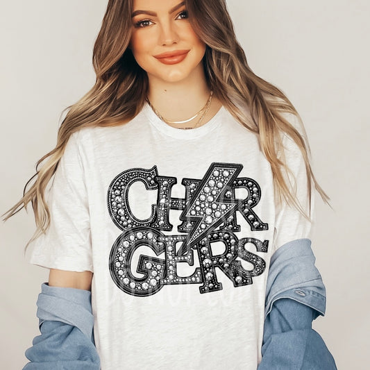 Chargers - Faux Rhinestone Faux Embroidered DTF Transfer Film