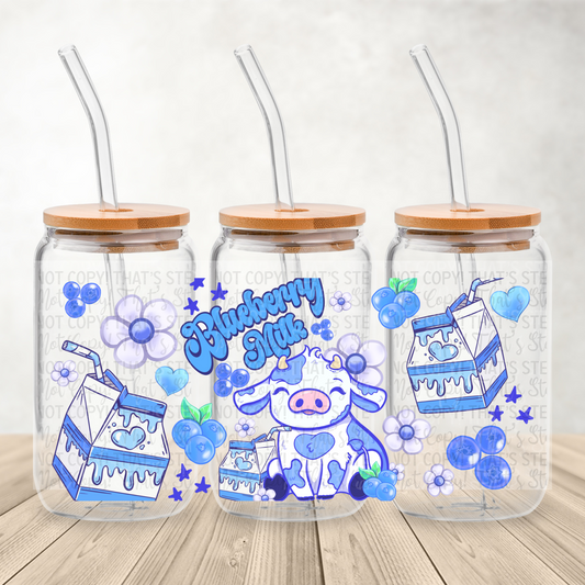 Blueberry Milk Cow 16oz UV DTF Transfer Film L035