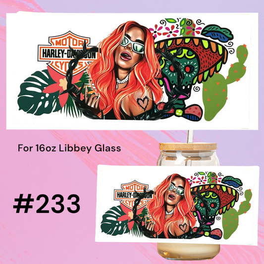 Manana Cactus KarolG 233 UV DTF 16oz Glass Wrap