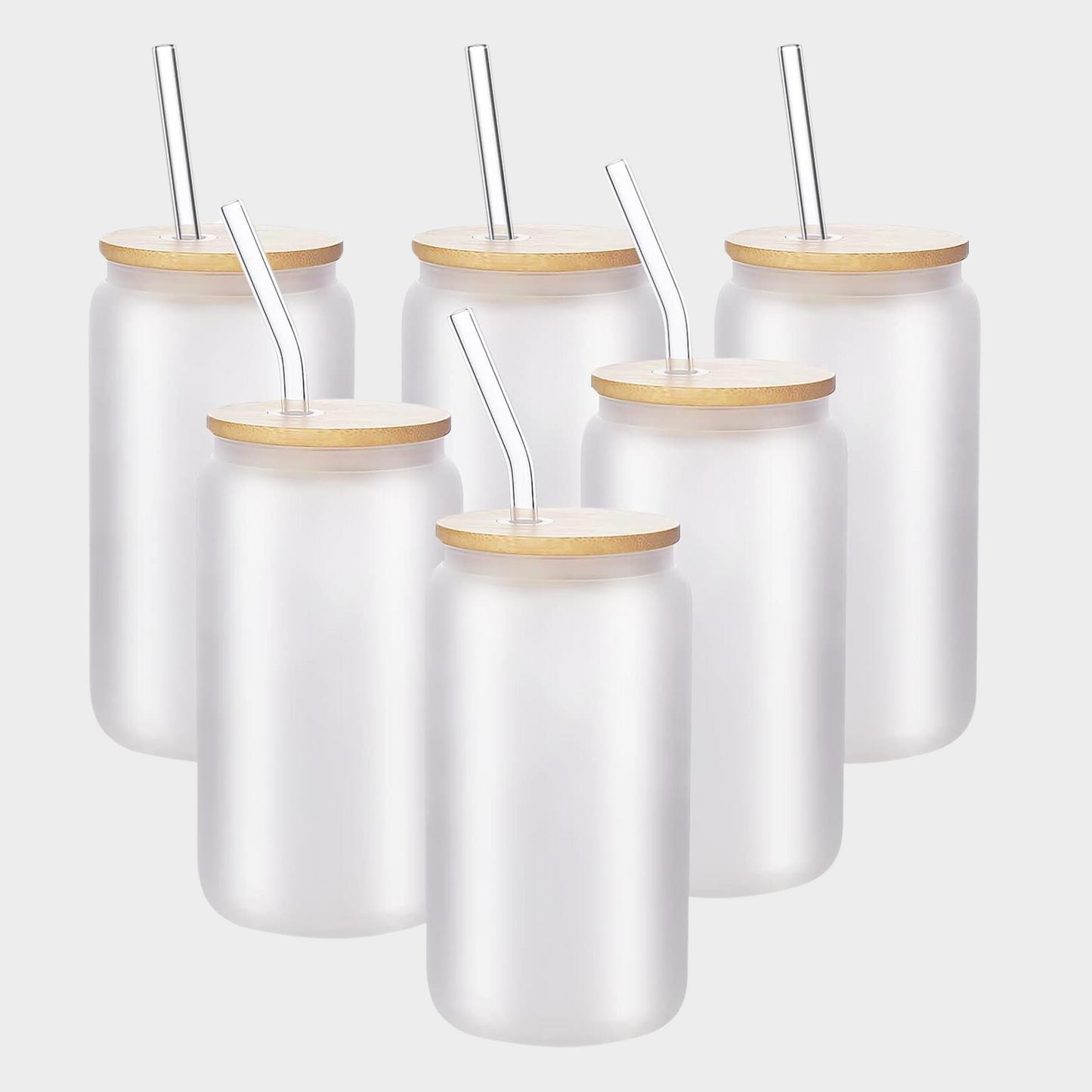 Sublimation/ UV DTF 16 oz Frosted or Clear Glass Tumbler with Bamboo Lid