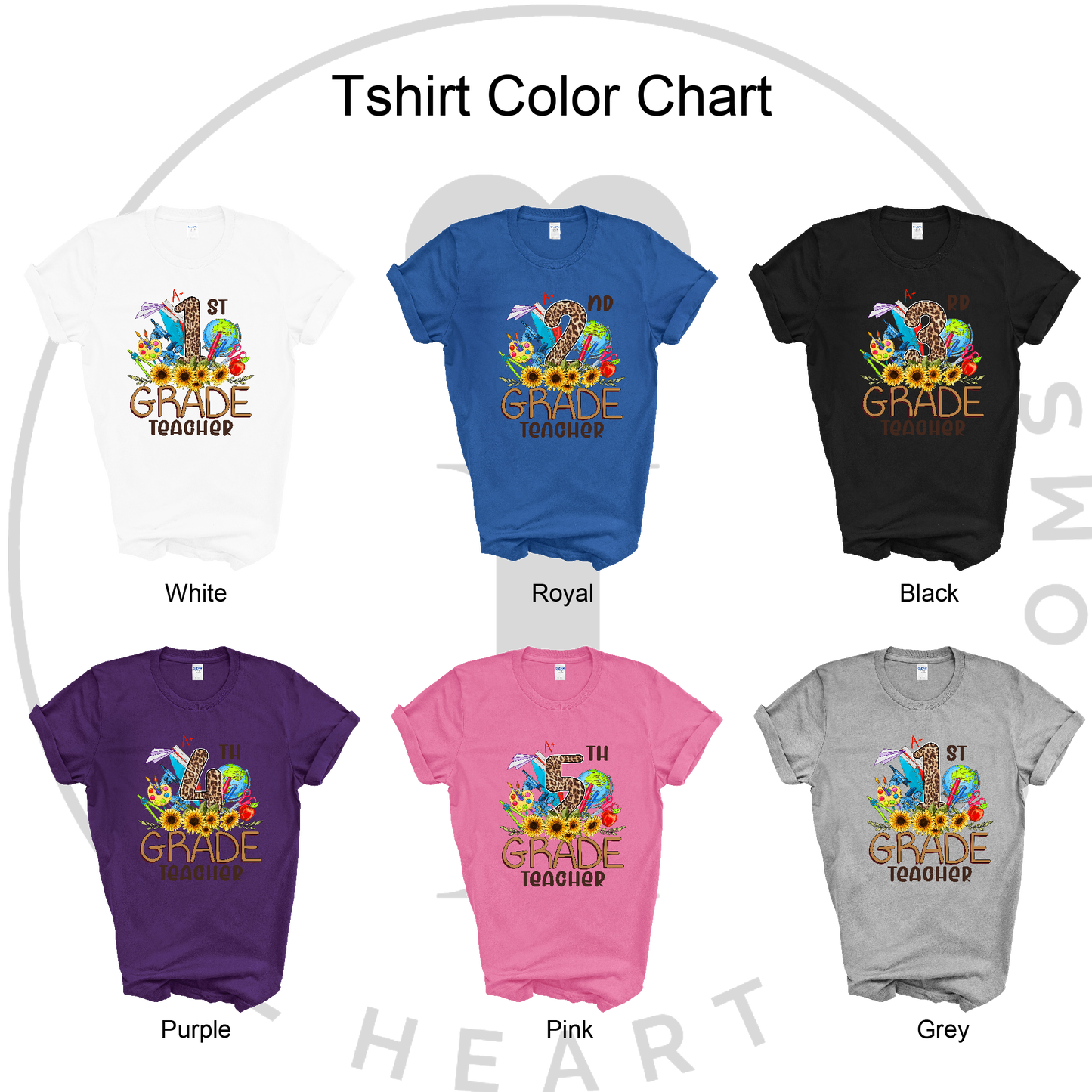 Sunflower Teacher Grade (1st Grade to 5th Grade) Adult Cotton T-shirt