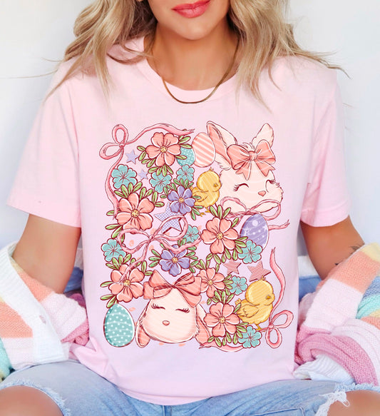 Floral Pastel Easter Bunny DTF Transfer Film A025