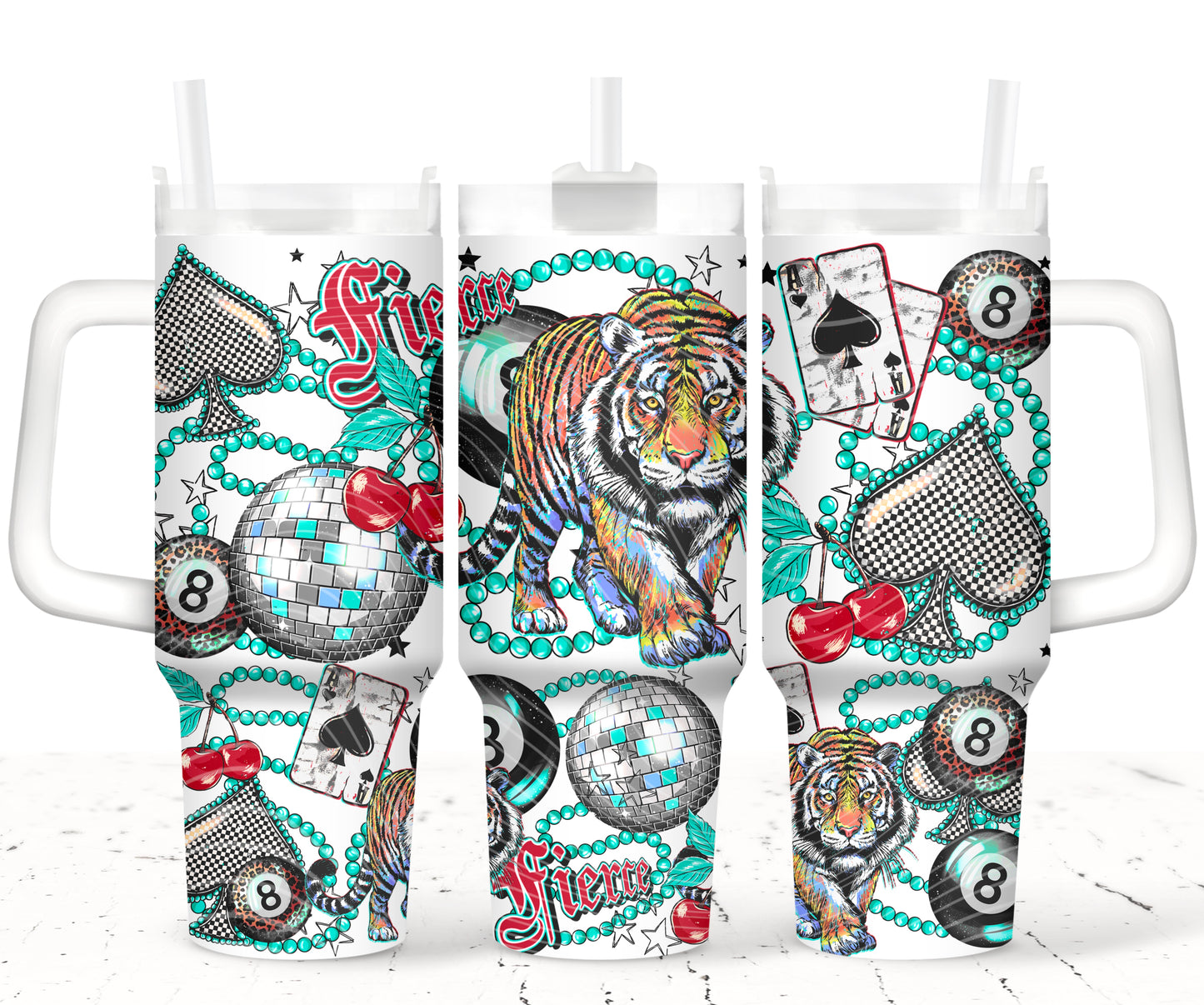 Fierce Tiger - TOP & BOTTOM SET - 40 oz Tumbler UV DTF Transfer Film A055