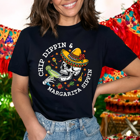 Cinco de Mayo skeleton Chip dippin & margarita sippin DTF Transfer Film CF045