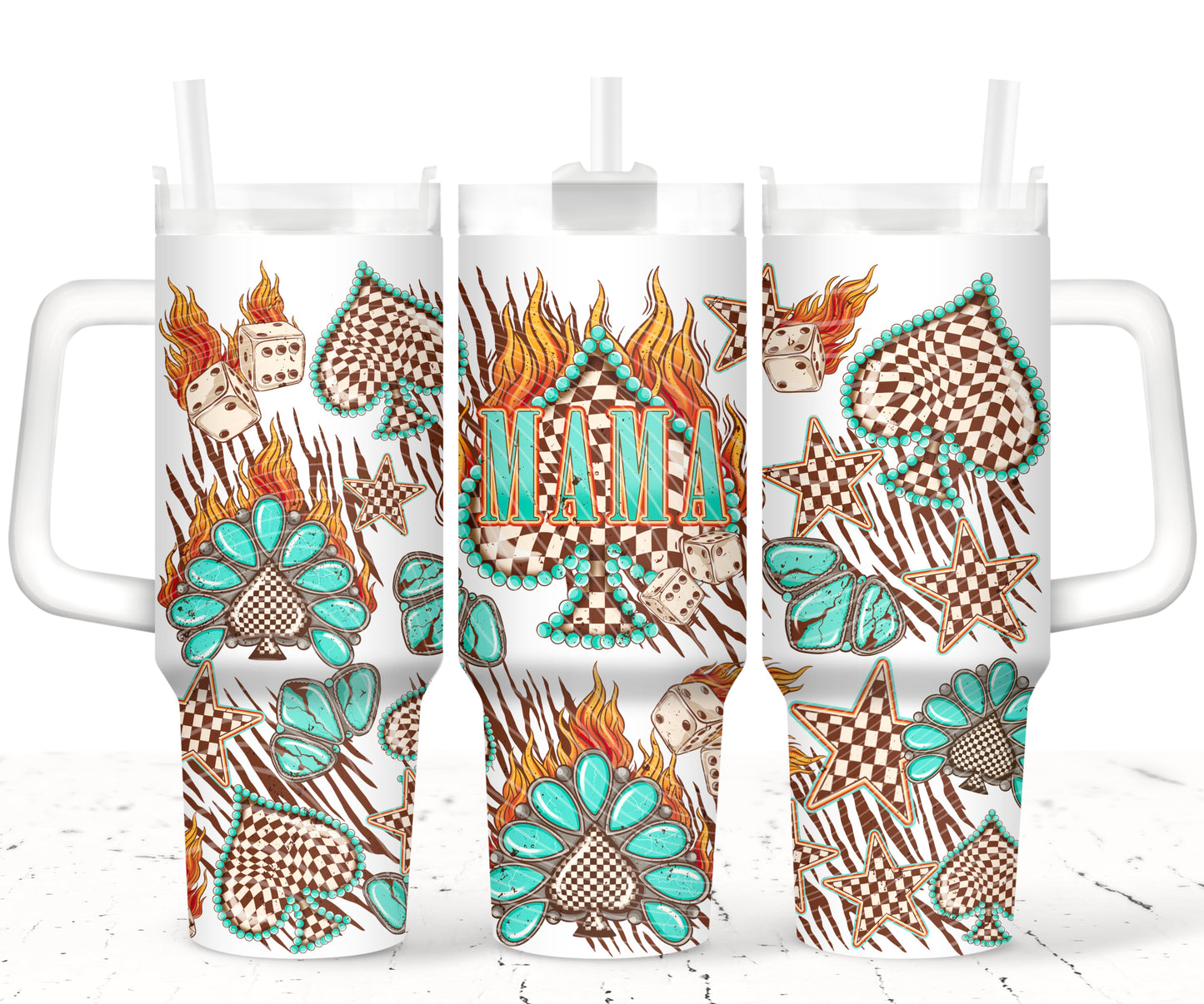 Spades Mama - TOP & BOTTOM SET - 40 oz Tumbler UV DTF Transfer Film A055