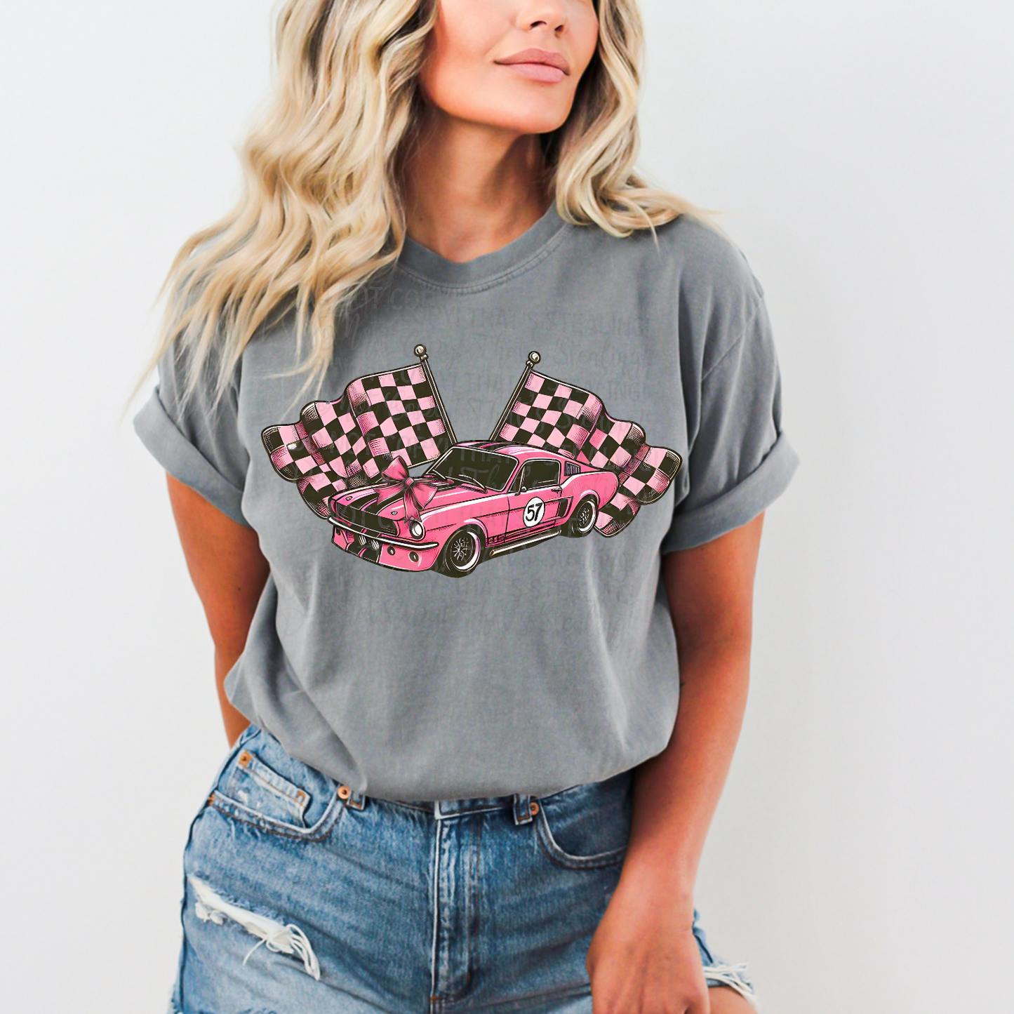 Pink Race car DTF Transfer Film