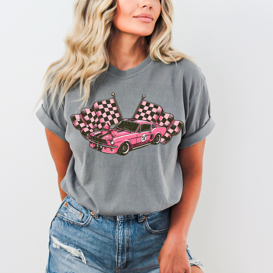 Pink Race car DTF Transfer Film