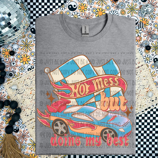 Hot mess but doing my best blue car DTF Transfer Film SD045