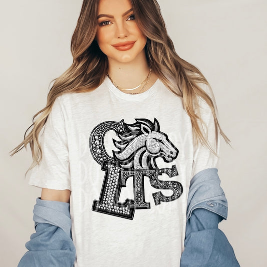 Colts - Faux Rhinestone Faux Embroidered DTF Transfer Film