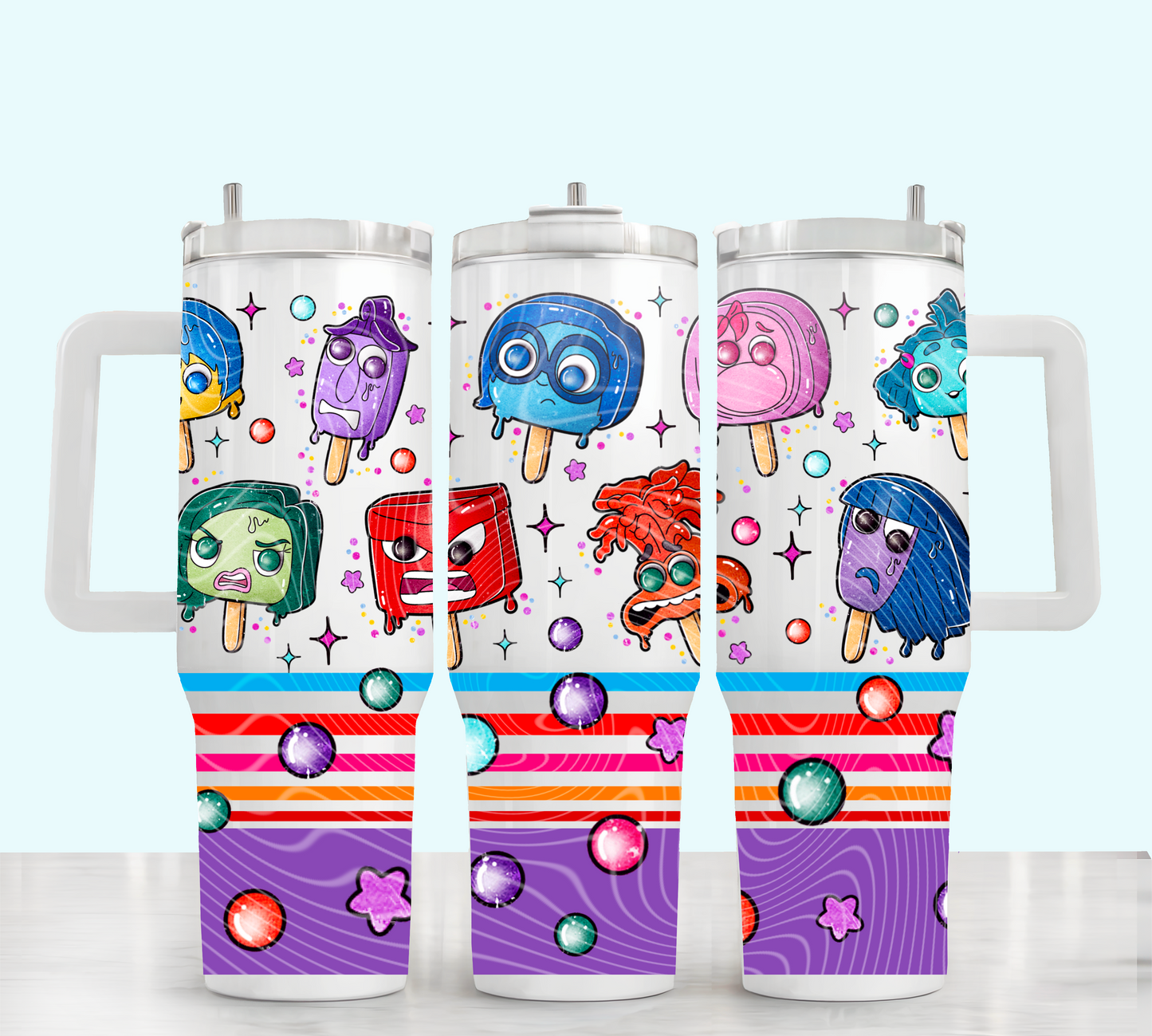 Feelings Friends Popsicles - TOP & BOTTOM SET - 40 oz Tumbler UV DTF Transfer Film
