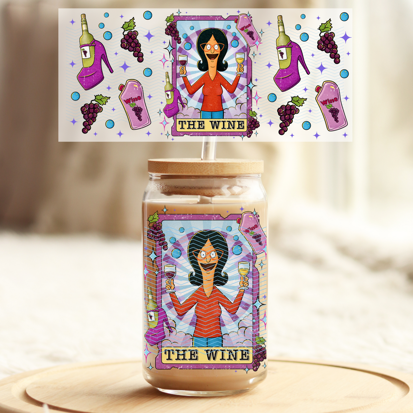 Bobies The Wine - 16oz Glass UV DTF Transfer Film