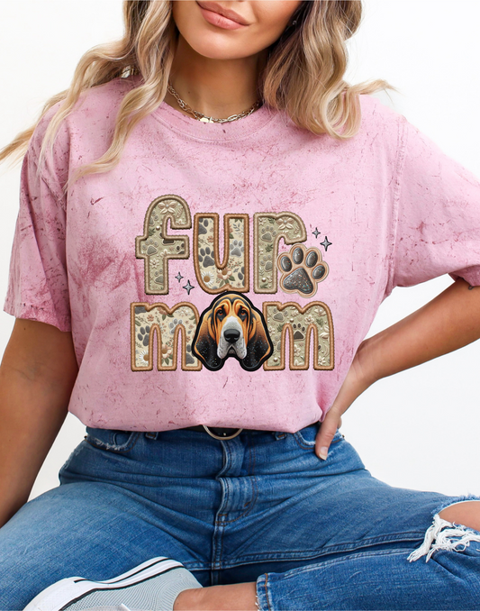 Bassist Hound Dog Mom Faux Fabric - Faux Embroidered DTF Transfer Film