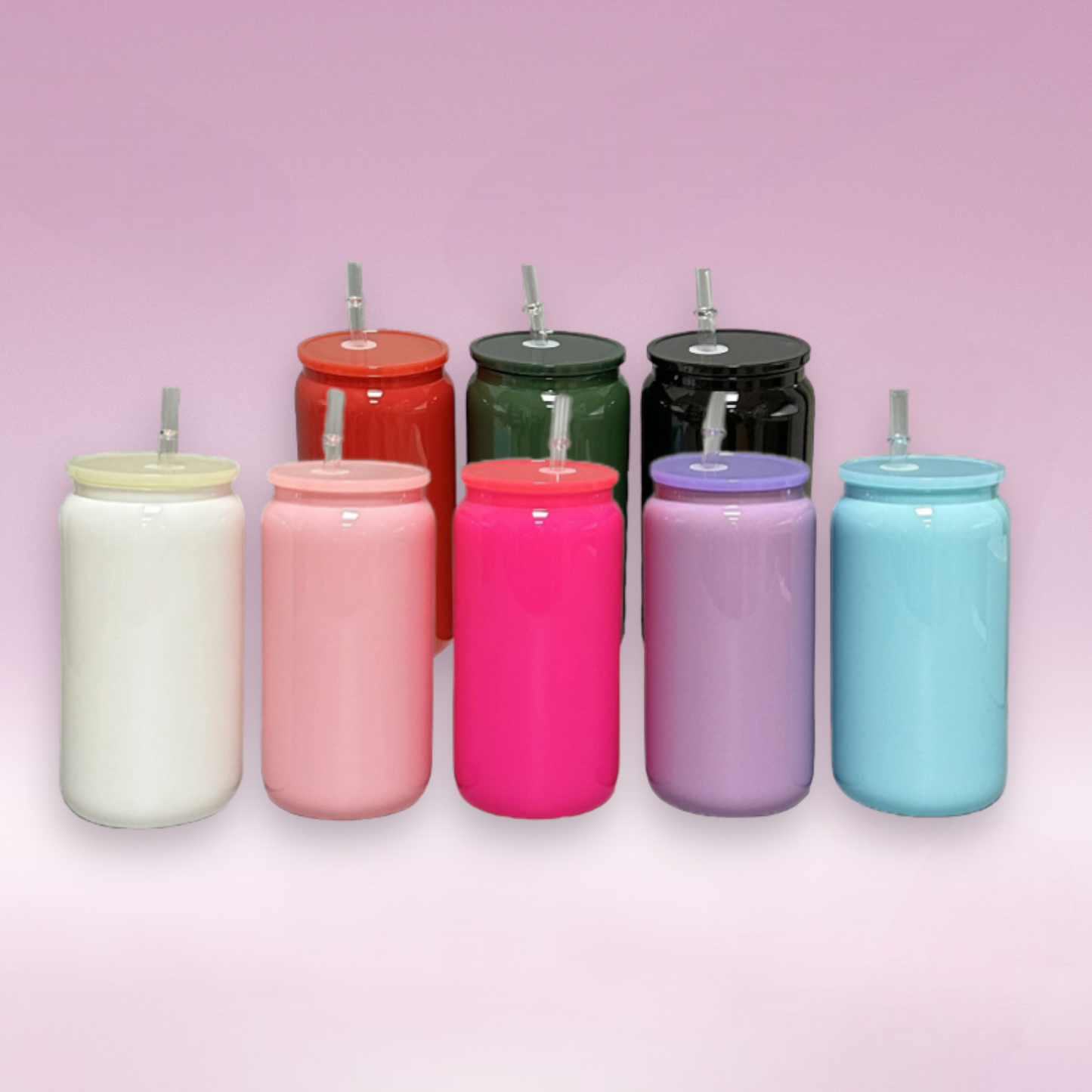 UV DTF 16 oz Blank Colored Glass Tumbler with Color Lid