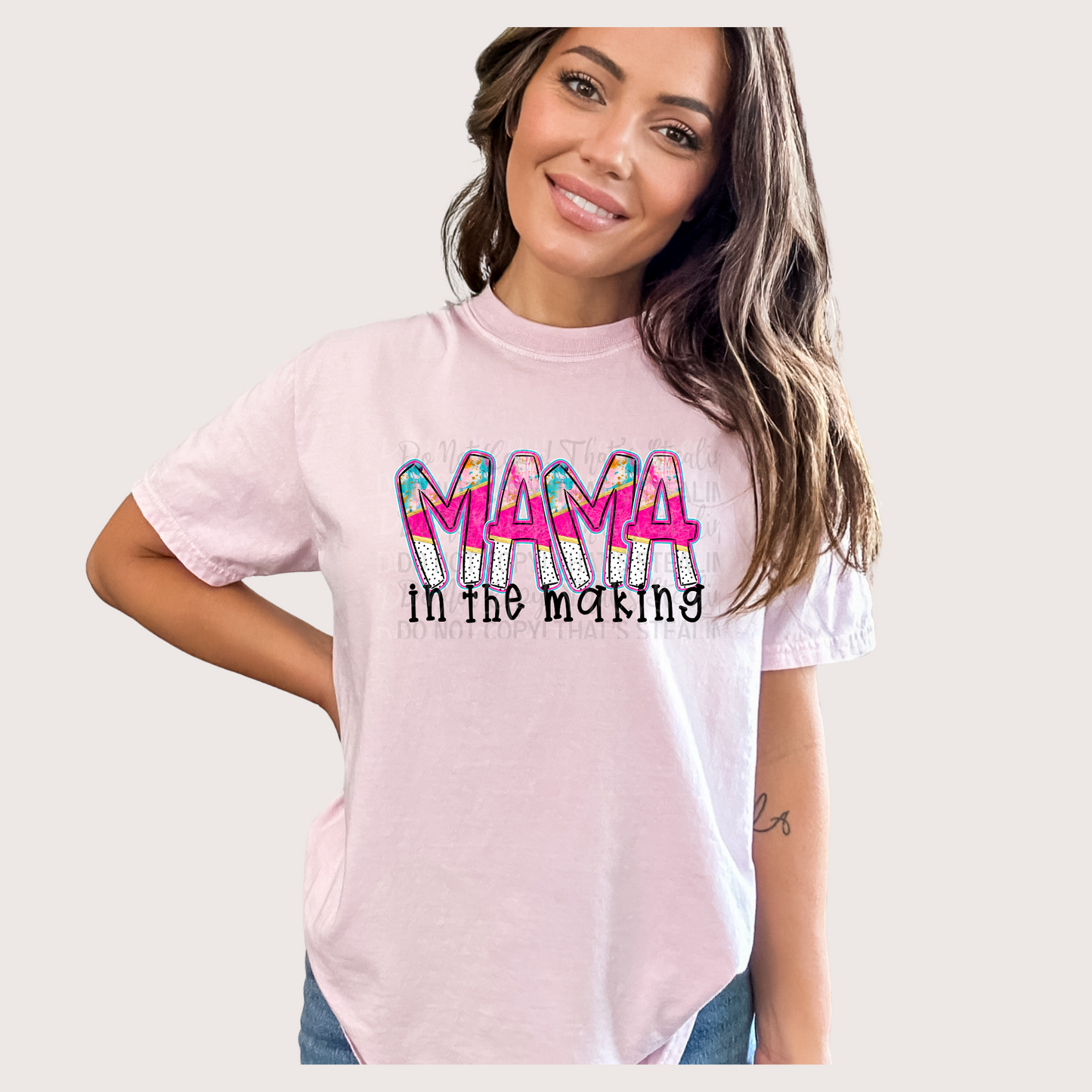 Pink Alpha Doodle Series - Mama in the making DTF Transfer Film IH035