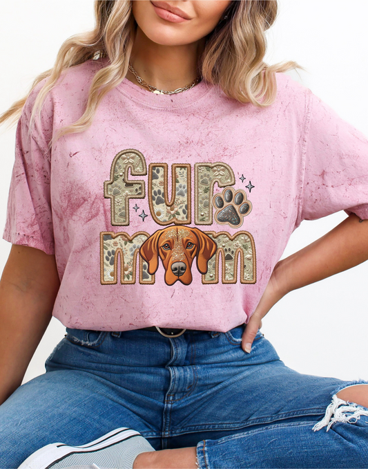 Rhodesian Shepherd Dog Mom Fur Mom Faux Fabric - Faux Embroidered DTF Transfer Film