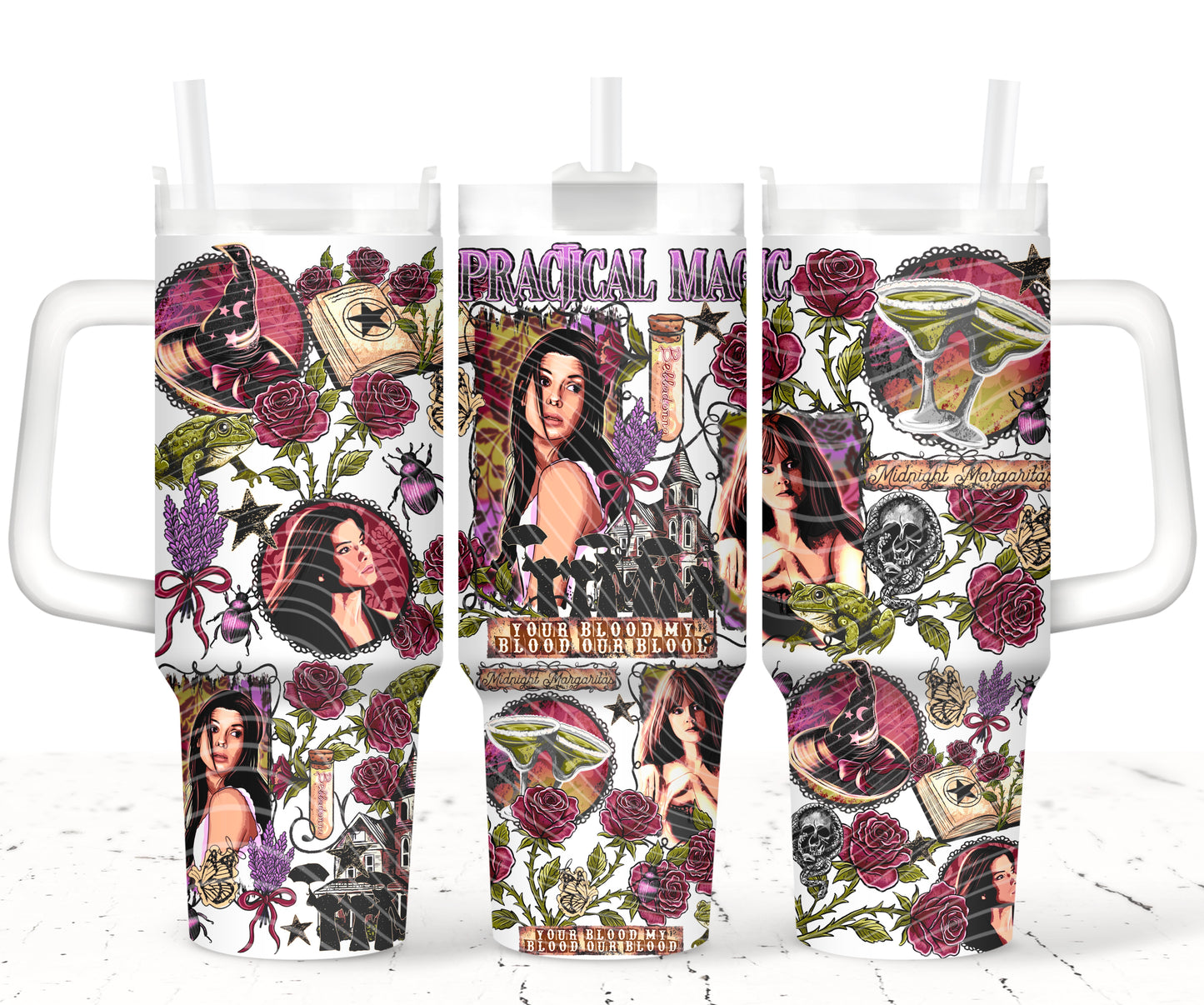 Magical Witchy Sisters - TOP & BOTTOM SET - 40 oz Tumbler UV DTF Transfer Film A095