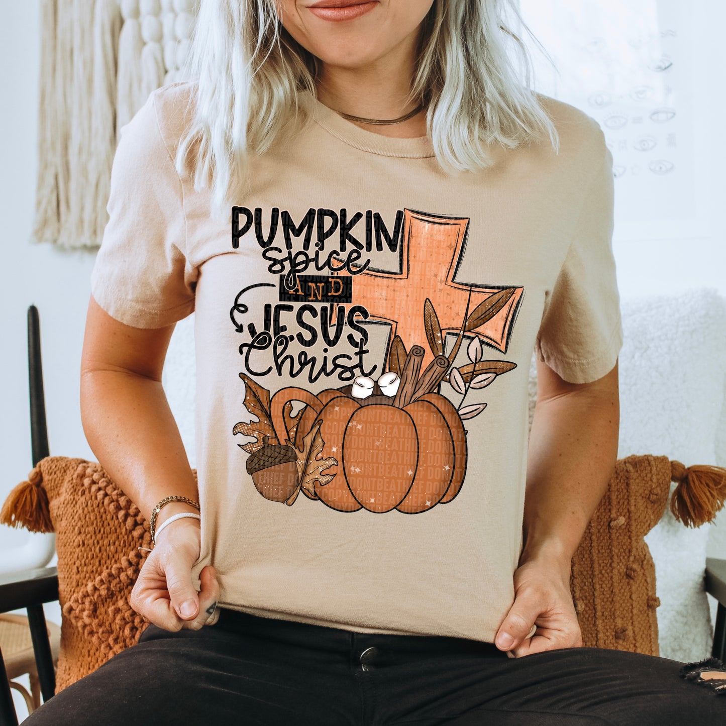 Pumpkin Spice and Jesus Christ DTF Transfer Film SD104