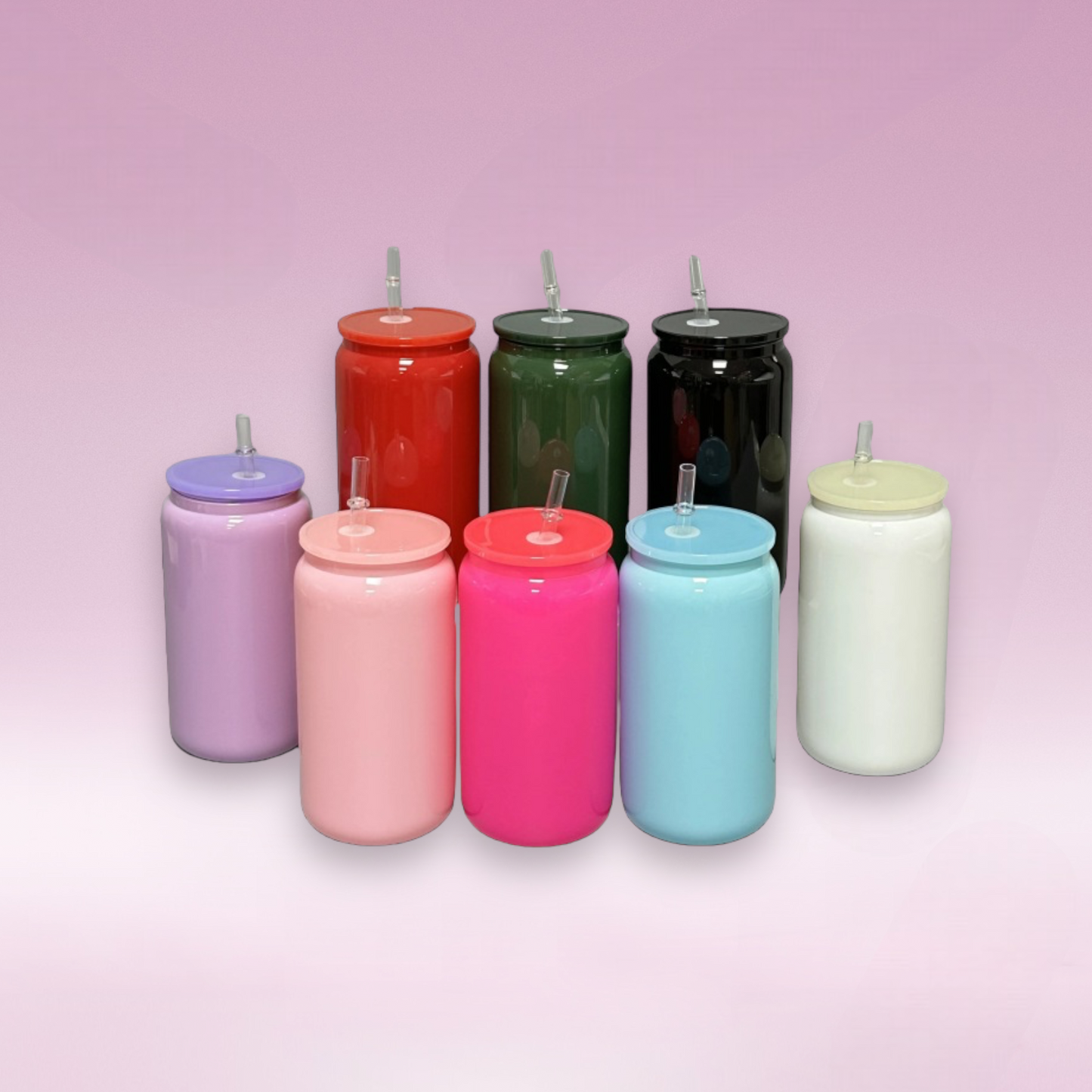 UV DTF 16 oz Blank Colored Glass Tumbler with Color Lid