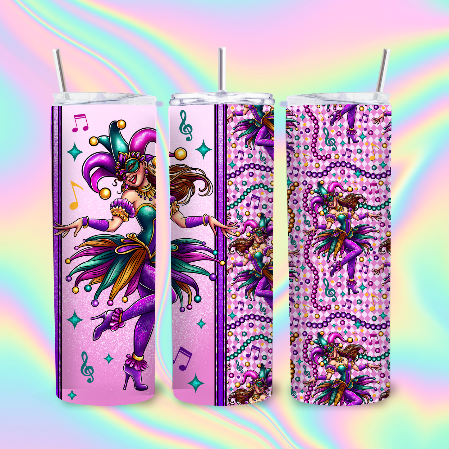 Mardi Gras Girl - Tumbler Sublimation Transfer Film