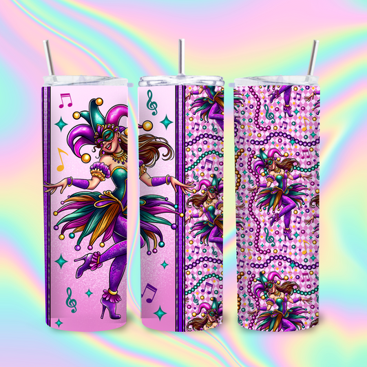 Mardi Gras Girl - Tumbler Sublimation Transfer Film