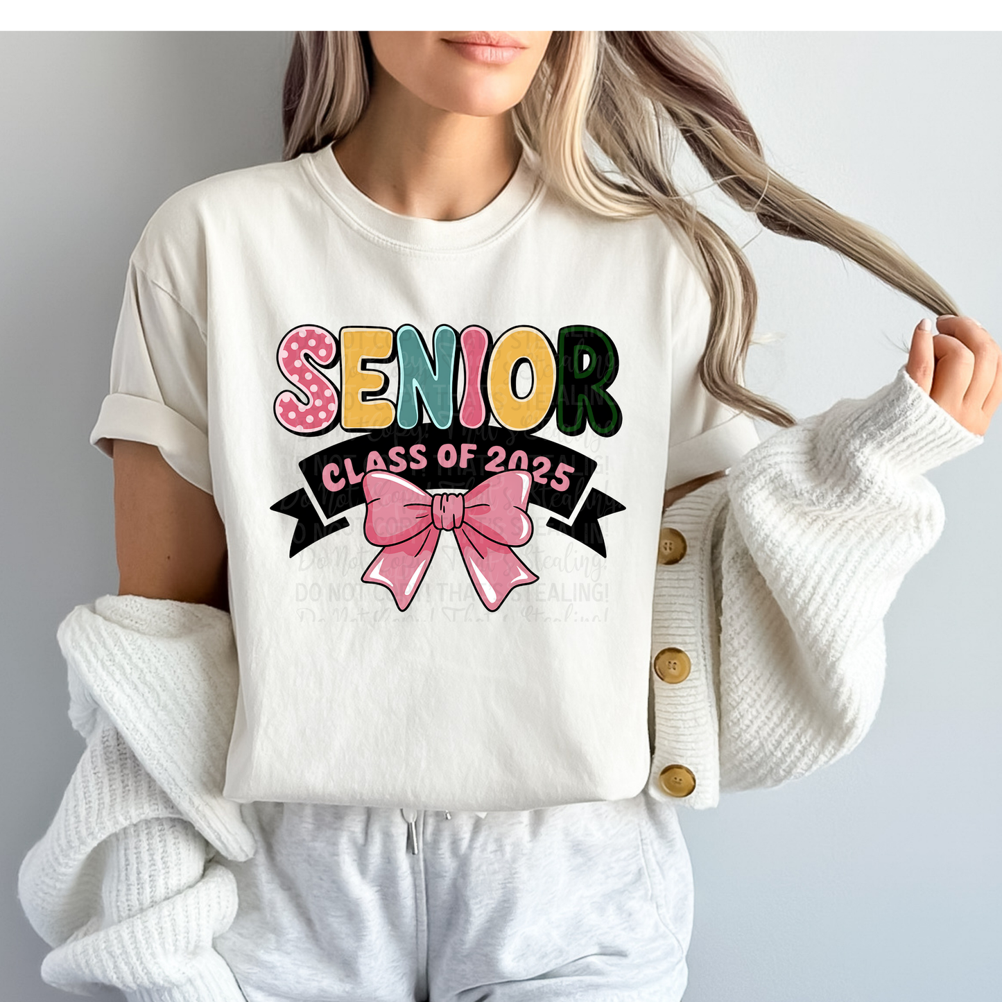 Bubble Bow Senior 2025 Graduation DTF Transfer Film CF025