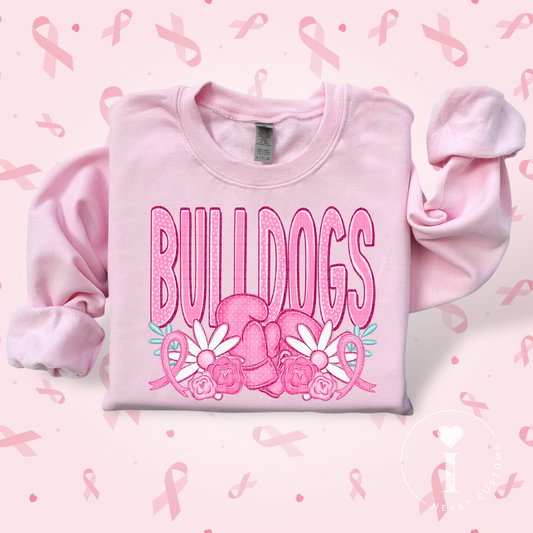 Bulldogs Breast Cancer Sports Mascot DTF Transfer Film SD074