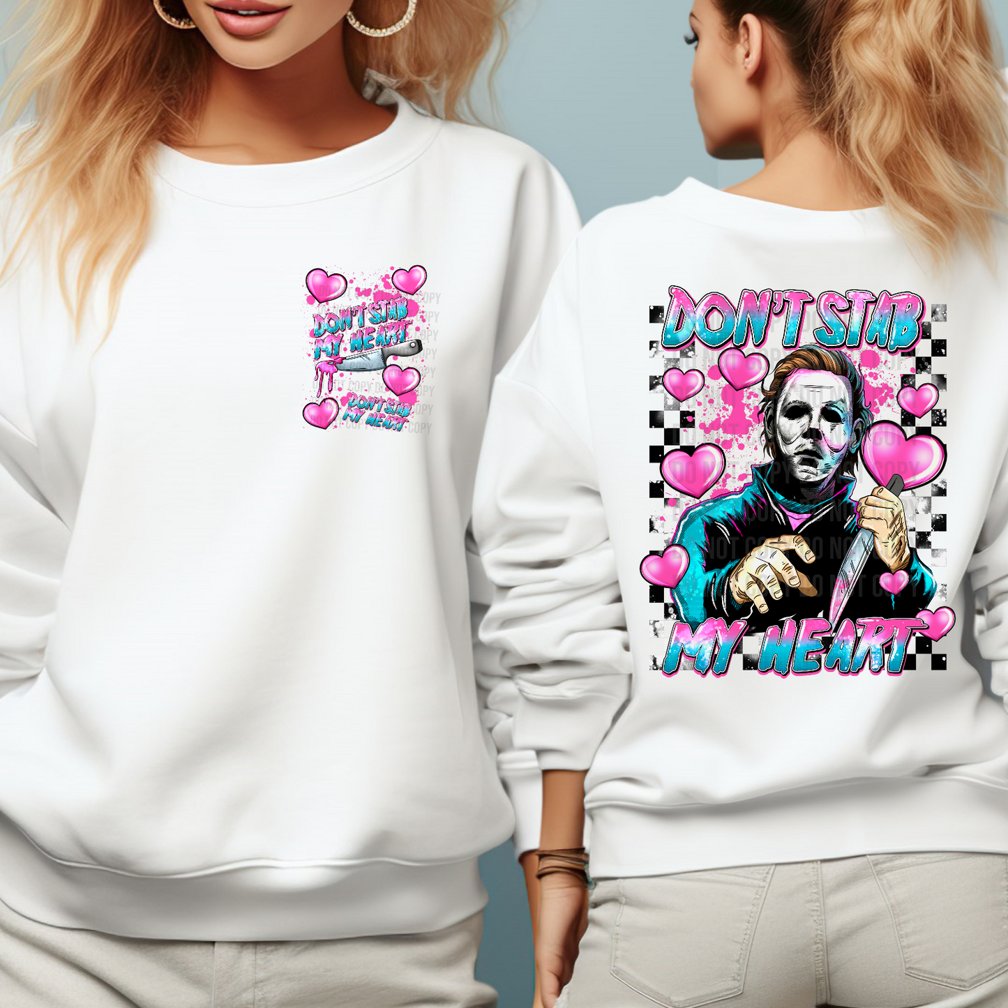 Matching DTF Series - Pocket & Back - Don’t stab my heart Horror