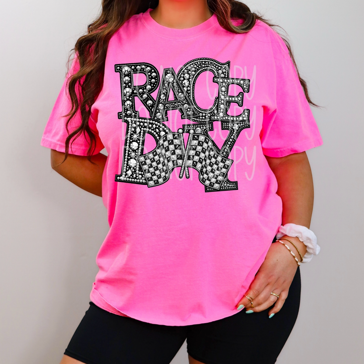 Race Day - Faux Rhinestone Faux Embroidered DTF Transfer Film