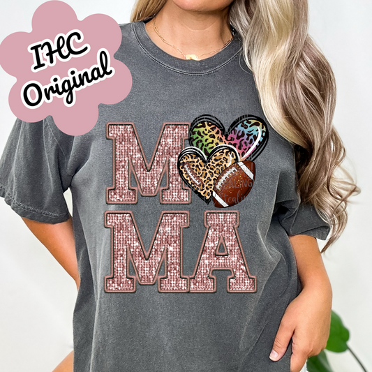 Football Mama Faux Sequin Faux Embroidered Dtf Transfer Film