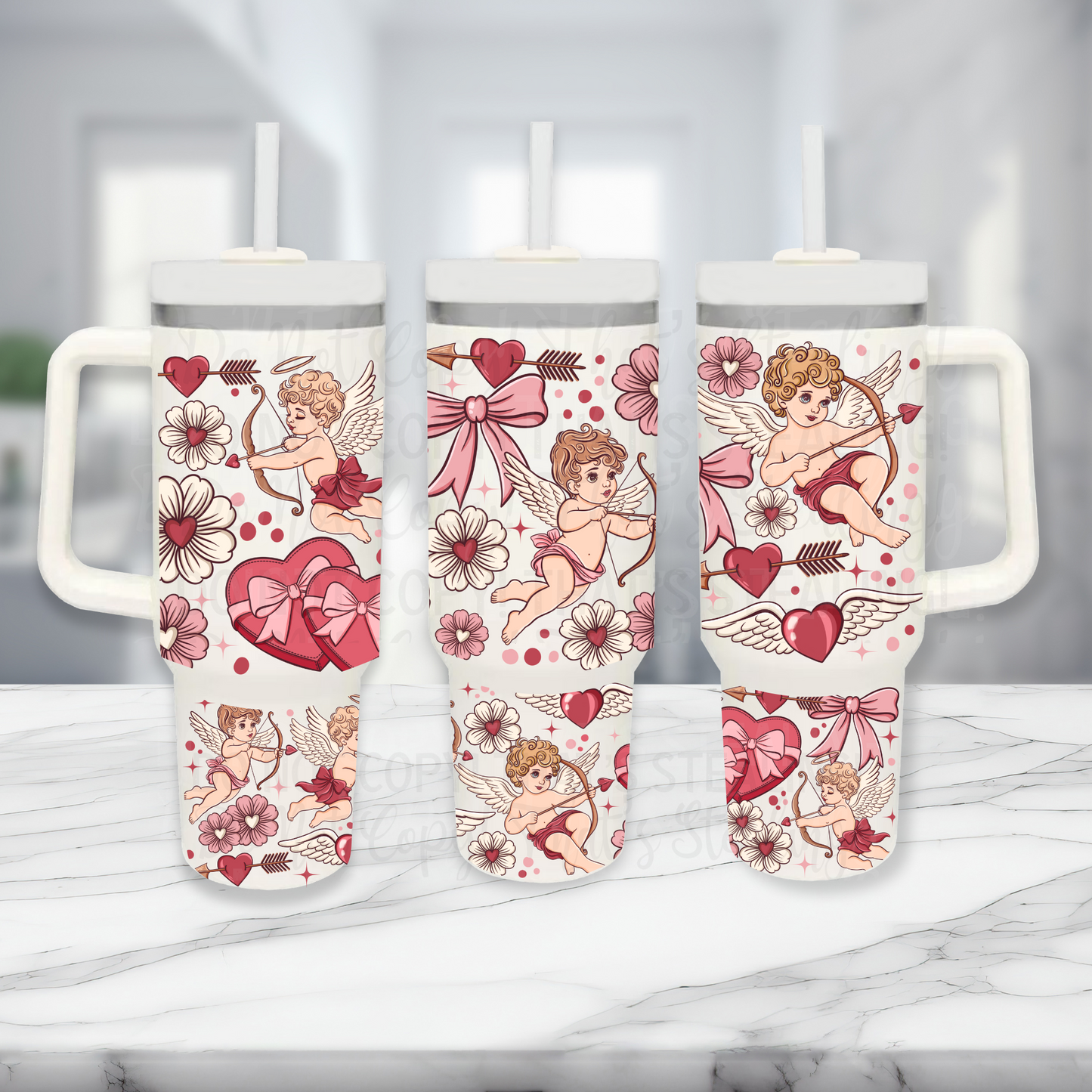 Valentine Cupids - TOP & BOTTOM SET - 40 oz Tumbler UV DTF Transfer Film A114