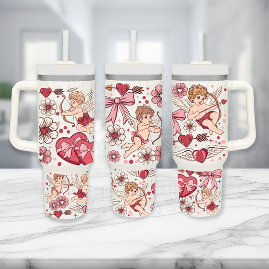 Valentine Cupids - TOP & BOTTOM SET - 40 oz Tumbler UV DTF Transfer Film A114