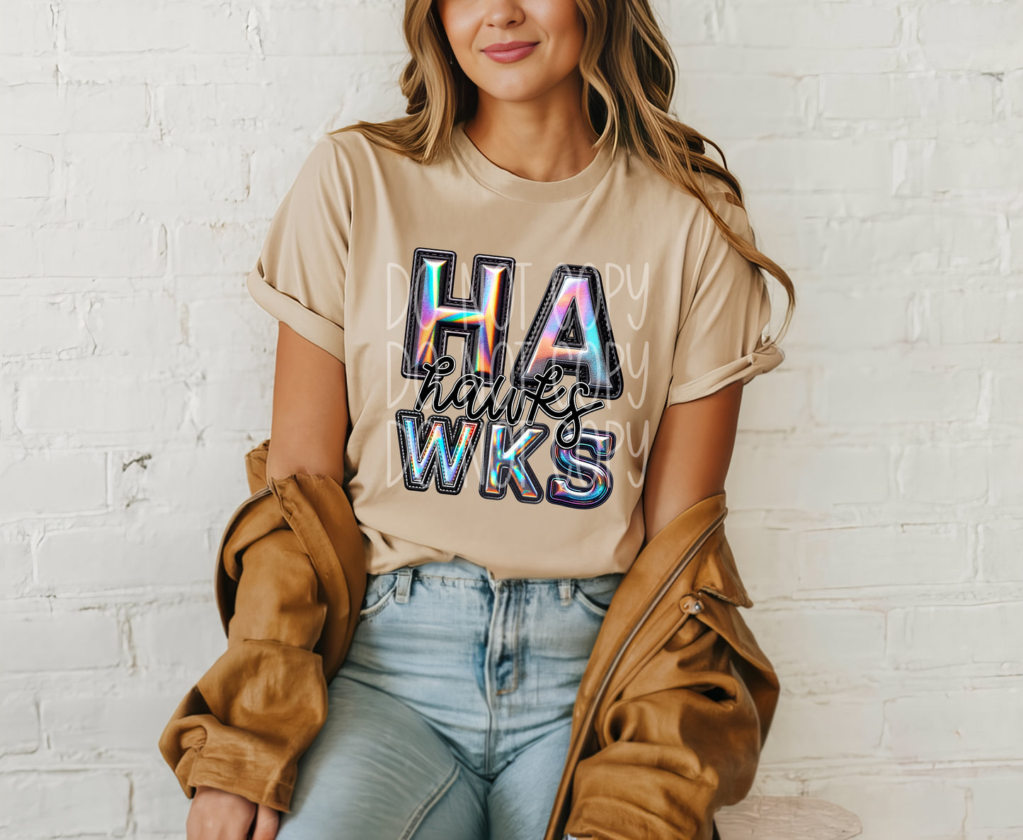 Faux Hologram Faux Embroidery Hawks DTF Transfer Film