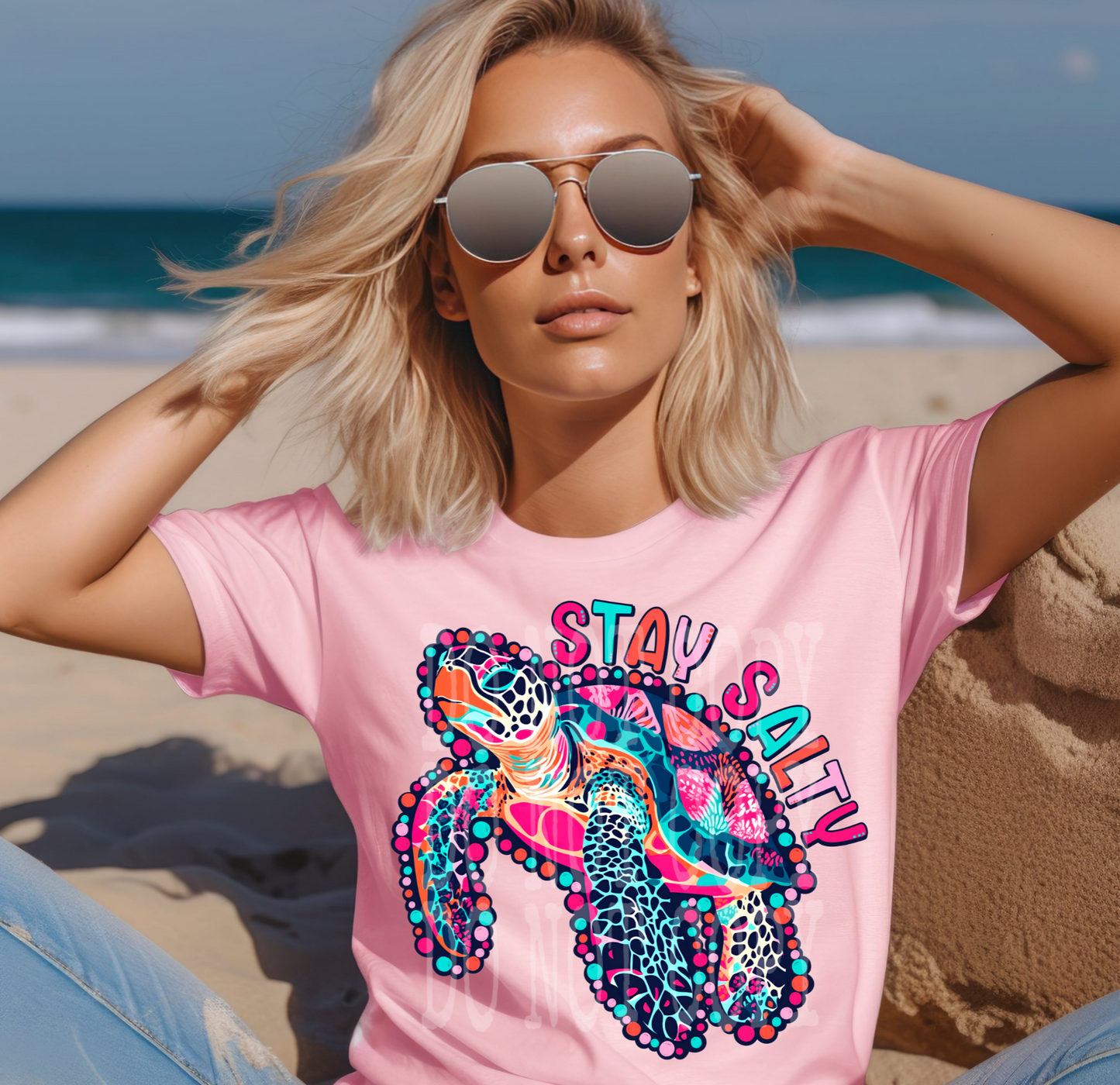 Colorful Turtle Stay Salty DTF Transfer Film TE045