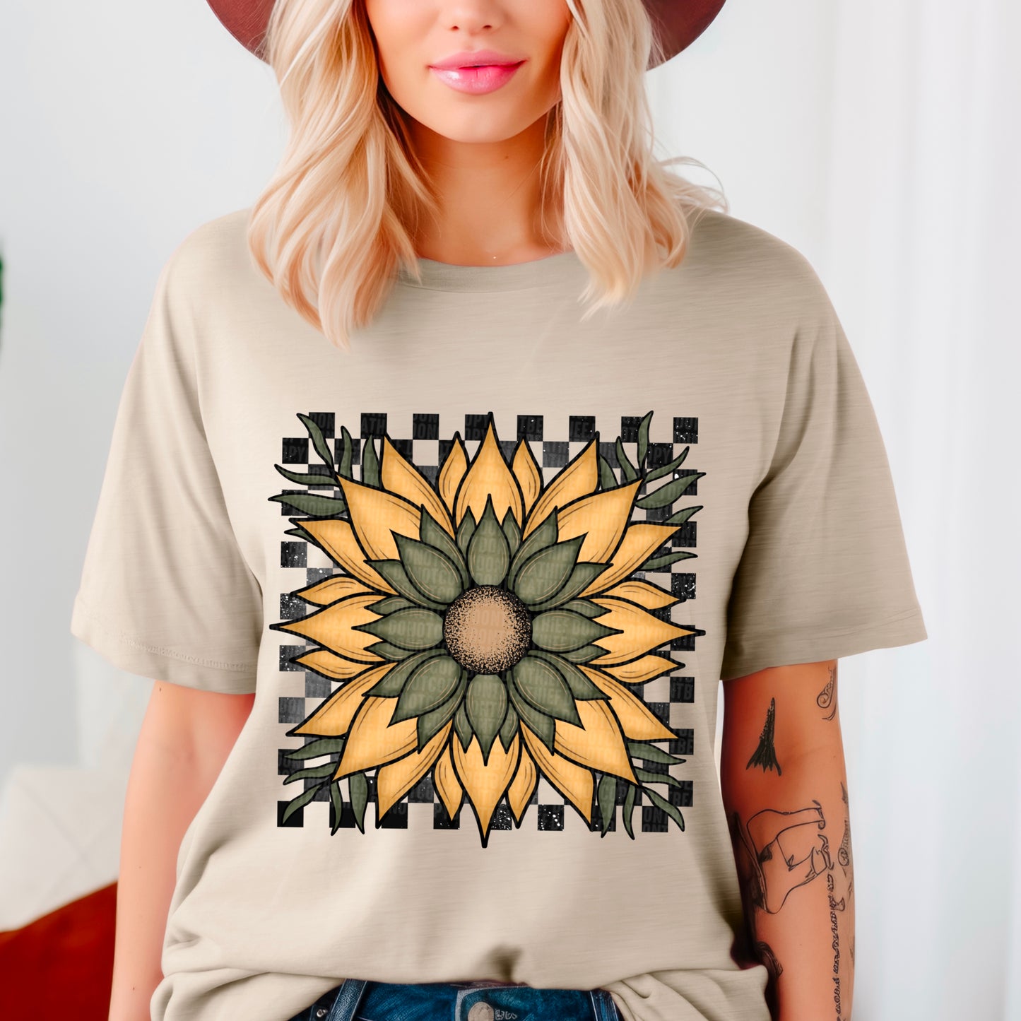 Checkered sunflower DTF Transfer Film SD104
