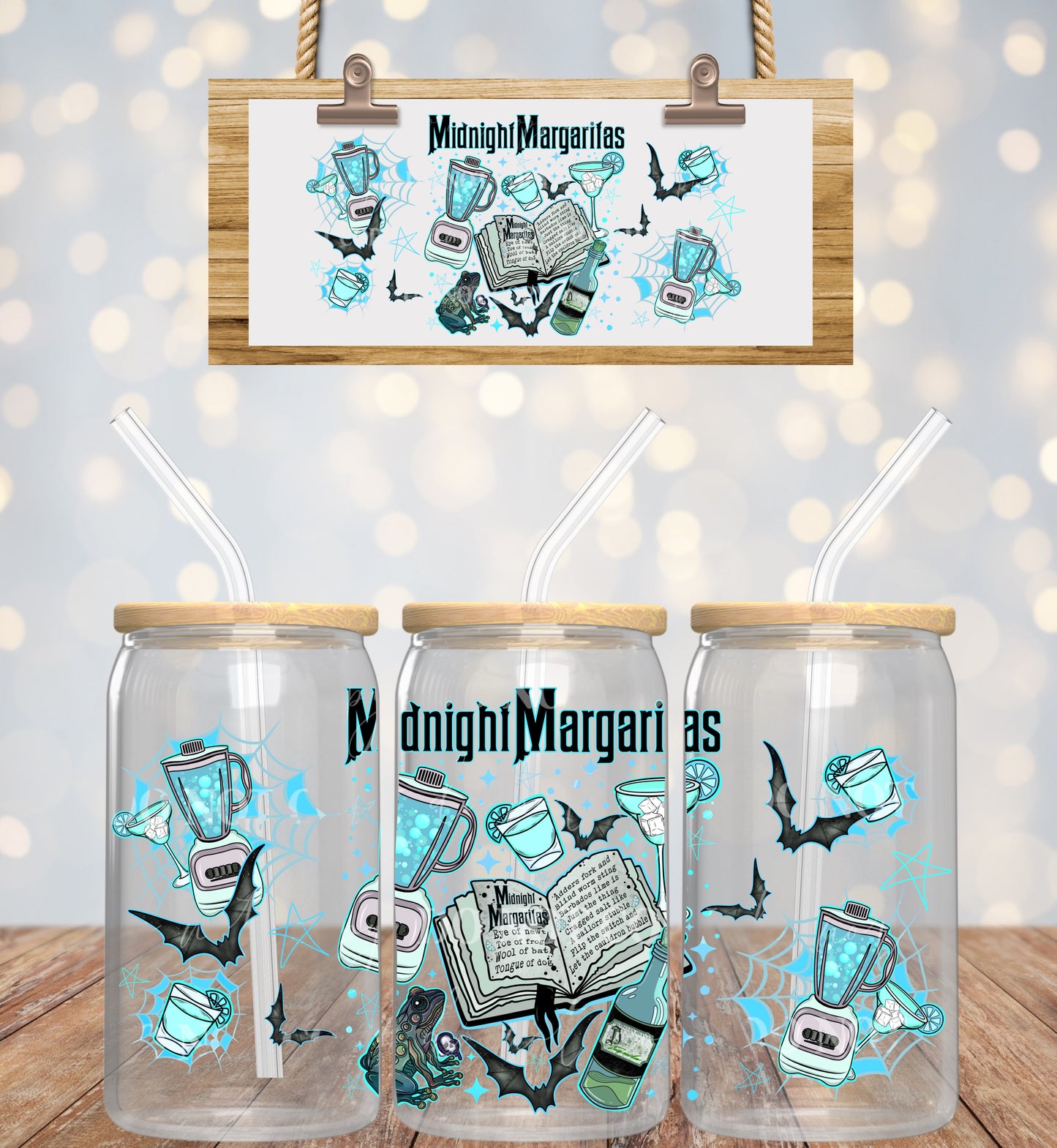 Midnight Margaritas Blue - 16oz UV DTF Transfer Film L084