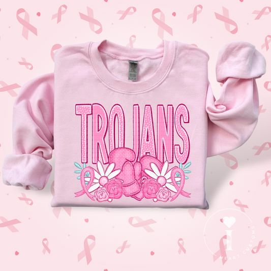 Trojans Breast Cancer Sports Mascot DTF Transfer Film SD074