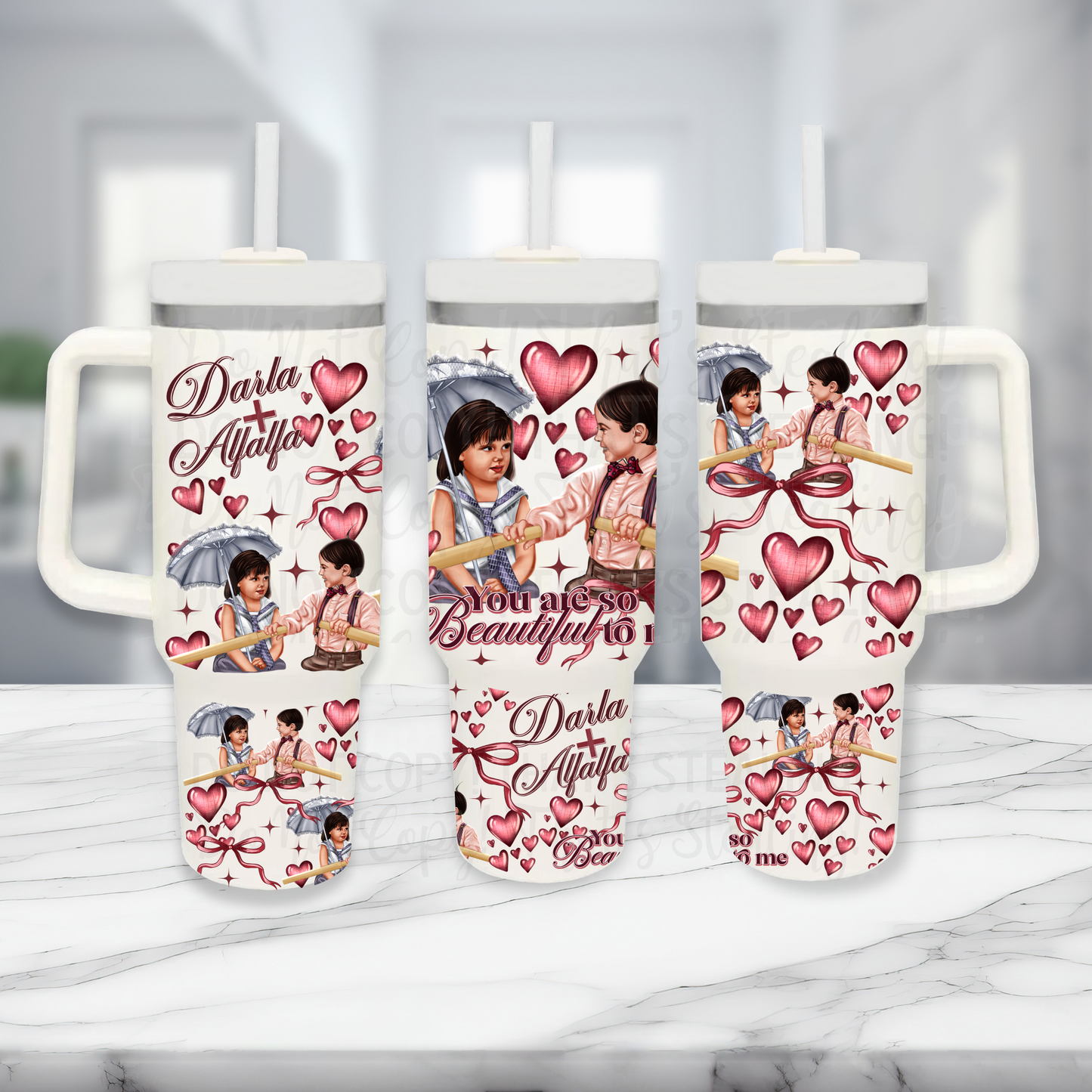 Valentine You are so beautiful - TOP & BOTTOM SET - 40 oz Tumbler UV DTF Transfer Film A114