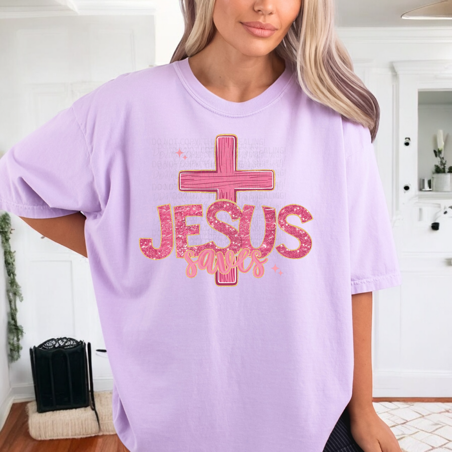 Pink Jesus Saves DTF Transfer Film FD035