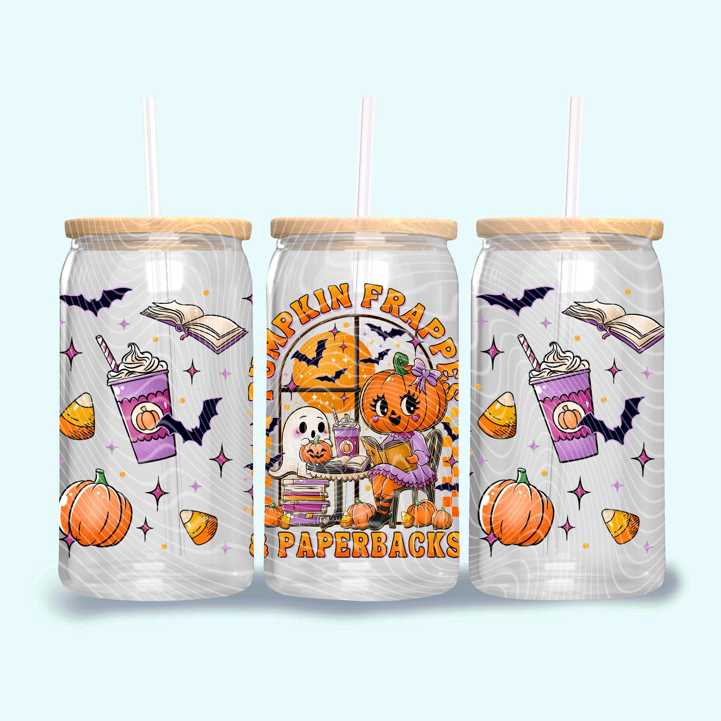 Pumpkin Frappes & Paperbacks - 16oz UV DTF Transfer Film