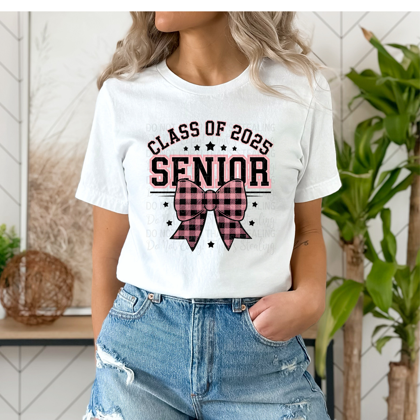 Senior Class of 2025 Graduation Pink Bow DTF Transfer Film CF025