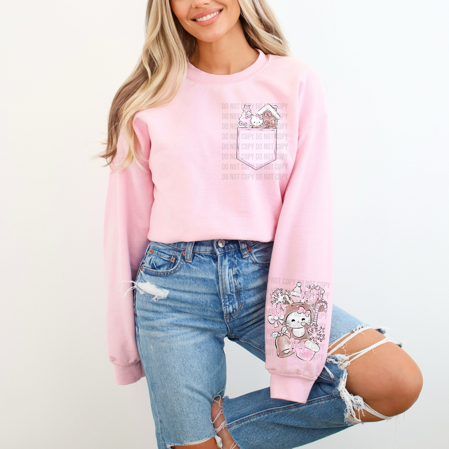 Matching Pocket Series - Xmas Pink Kitty Pocket & Sleeve