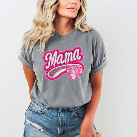 Pink Mama Sports Mom baseball Faux Embroidery DTF Transfer Film