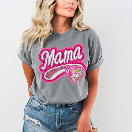 Pink Mama Sports Mom baseball volleyball Mom Faux Embroidery DTF Transfer Film