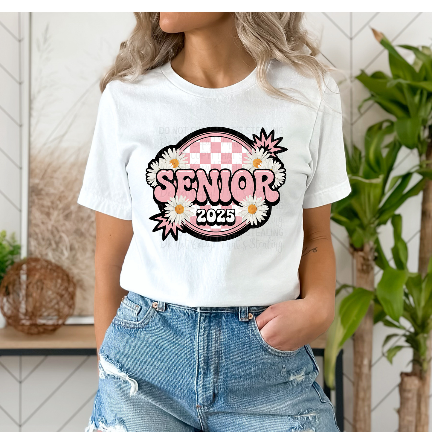 Senior 2025 pink Checkered Graduation DTF Transfer Film CF025