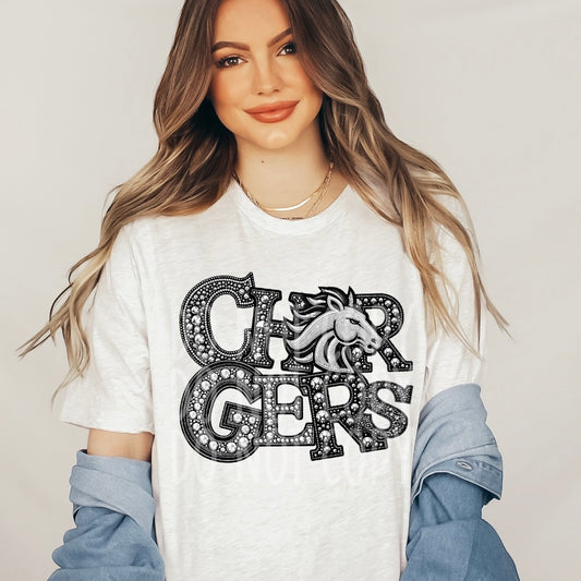 Chargers - Faux Rhinestone Faux Embroidered DTF Transfer Film