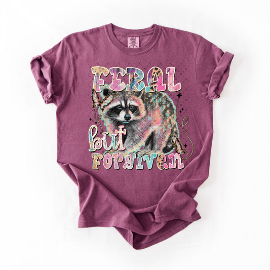 Feral but forgiven Raccoon DTF Transfer Film SD045